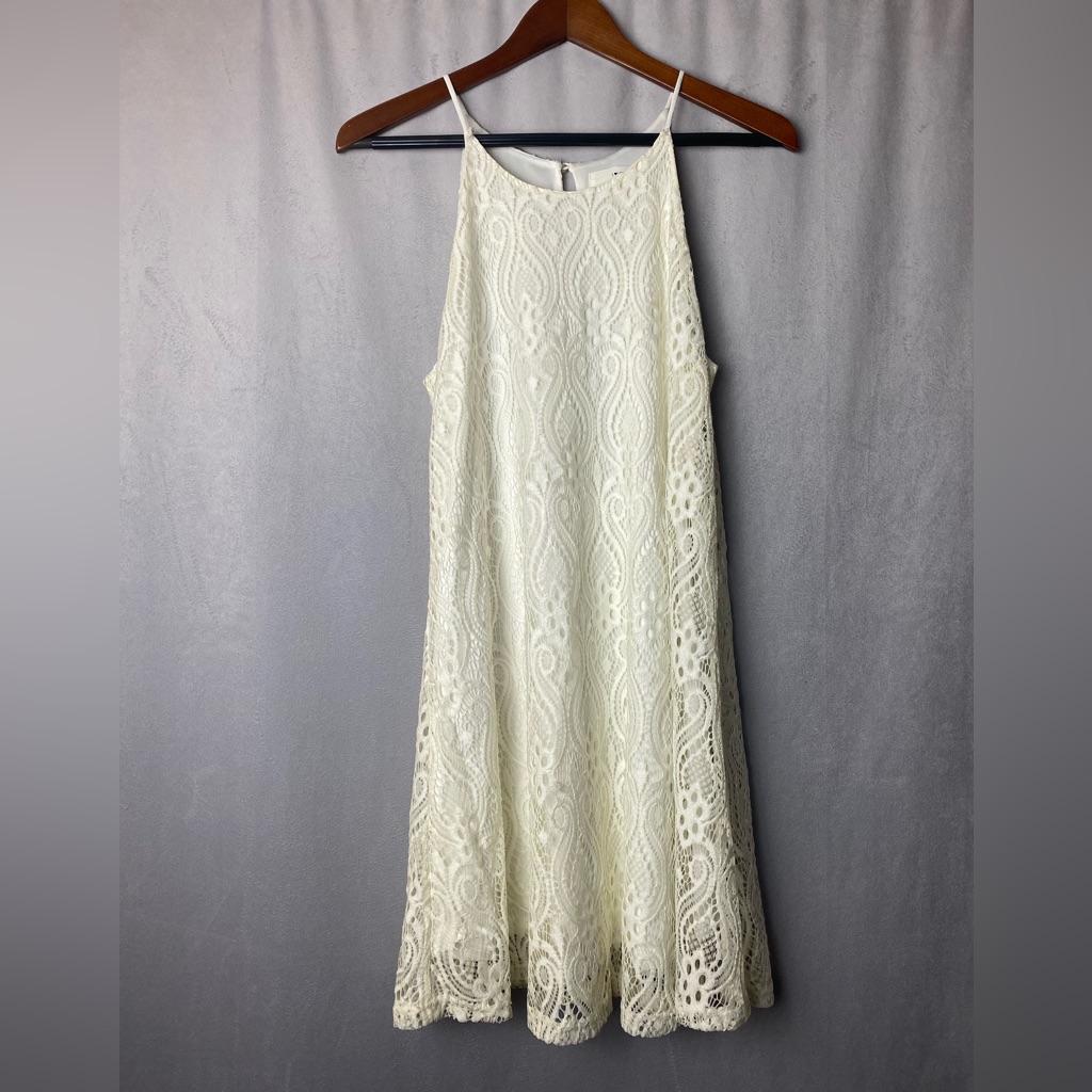 Love Tree Off White Cream Lace Dress Spaghetti Strap Boho Beach Lace Feminine M